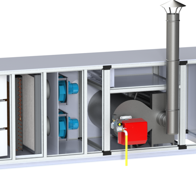 Приточный агрегат климатический наружного исполнения с газовым нагревом и охлаждением