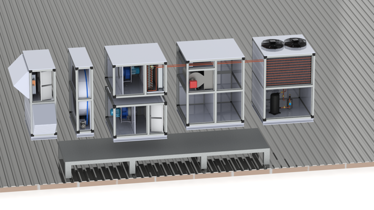 Приточный агрегат климатический наружного исполнения с газовым нагревом и охлаждением